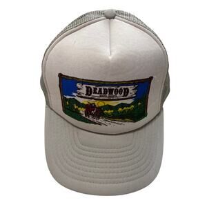 Vintage Deadwood South Dakota Stagecoach Trucker Hat Gray Mesh Snapback